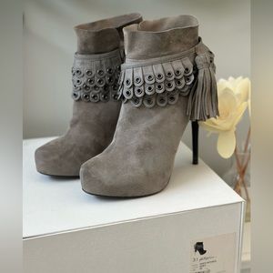 EUC Size 38 3.1 Phillip Lim Grey Suede Platform Ankle Booties